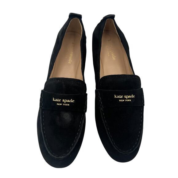 Kate Spade Eliza Suede Leather Flat Slip On Loafer Moccasin Black Size 6B - Picture 5 of 9